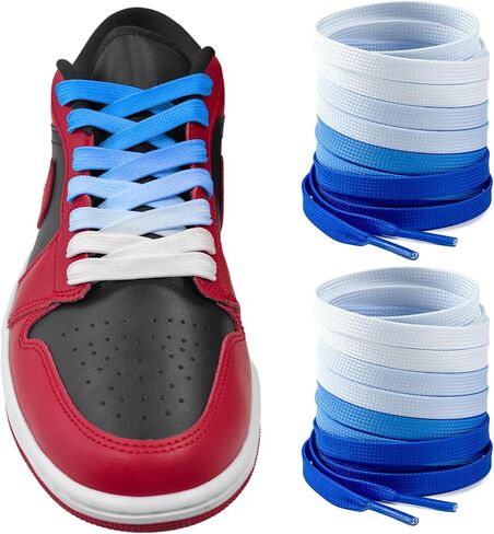 أربطة حذاء بلونين لأحذية Air Jordan 1 الرياضية، أربطة بديلة من البوليستر المتين بعرض 8 مم لأحذية AJ1 in Saudi Arabia