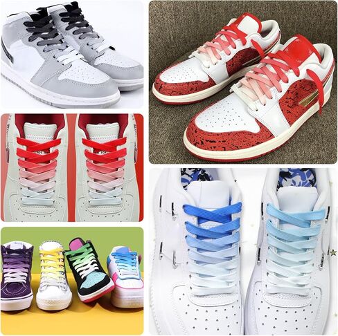 أربطة حذاء بلونين لأحذية Air Jordan 1 الرياضية، أربطة بديلة من البوليستر المتين بعرض 8 مم لأحذية AJ1 in Saudi Arabia