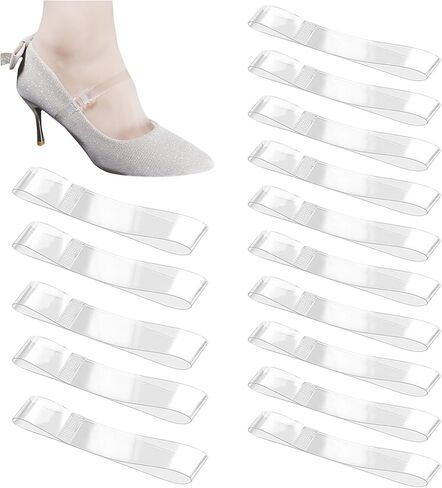 15 Pairs Shoe Straps for Loose Shoes,Elastic High Heels Shoes Straps for Heels for Women's Slingback & Strap Heels,Clear Anti-Slip,Elastic Silicone in Saudi Arabia