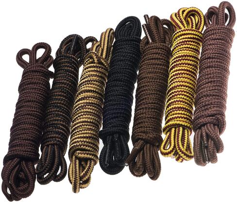 أربطة أحذية دائرية سميكة وشديدة التحمل مقاس 1/5 بوصة من خشب البتولا للأحذية طويلة الرقبة وأحذية المشي لمسافات طويلة. (54 بوصة (138 سم) -M، أسود) in Kuwait