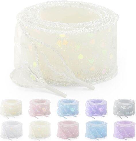 YJRVFINE Women Organza Shoe Laces: 2 Pairs Flat Sheer Shoelaces for Sneakers in Saudi Arabia