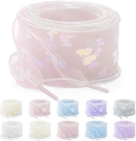 YJRVFINE Women Organza Shoe Laces: 2 Pairs Flat Sheer Shoelaces for Sneakers in Saudi Arabia