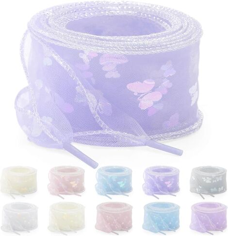 YJRVFINE Women Organza Shoe Laces: 2 Pairs Flat Sheer Shoelaces for Sneakers in Saudi Arabia