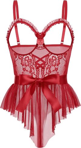 Avidlove مثير القوس كشكش قطع محض شبكة الدانتيل بيبي دول الملابس الداخلية رومبير مع الشريط الساتان in Kuwait