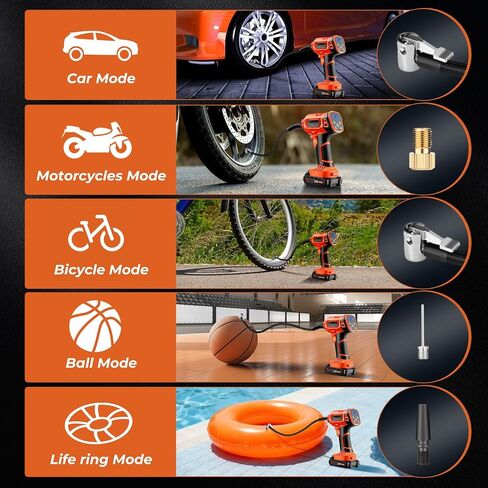 Tire Inflator Portable Air Compressor, 21V Cordless Car Tire Pump, Rechargeable Battery Powered Handheld 160PSI Tire Inflator with Digital Pressure Gauge for Car Motorcycle E-Bike in Kuwait