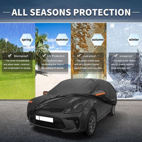 X AUTOHAUX غطاء سيارة في الهواء الطلق مقاوم للماء الشمس المطر الثلوج البرد حماية مع الجانب الأيسر الباب سستة 210D-PU لكيا ريو سيدان in Saudi Arabia