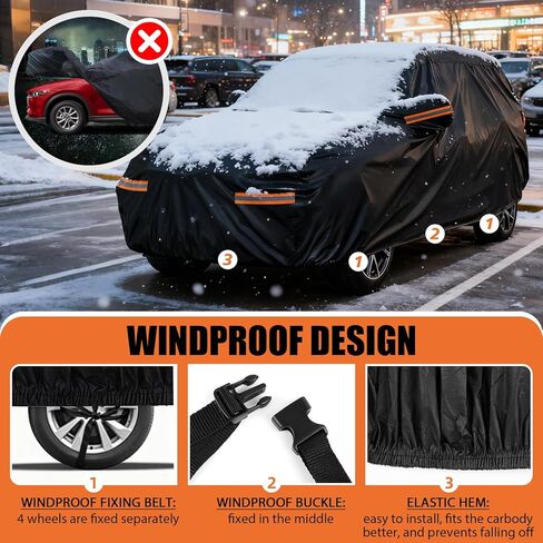 غطاء لسيارة Mazda CX5، غطاء سميك لسيارة CX5 2013-2025، حماية من أشعة الشمس والغبار والثلج، أغطية شتوية خارجية مع سحاب باب/شريط عاكس/جيوب مرآة in Saudi Arabia