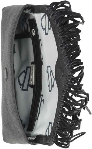 Harley-Davidson Women's Fringe Genuine Leather Crossbody Hip Bag, Black in Saudi Arabia
