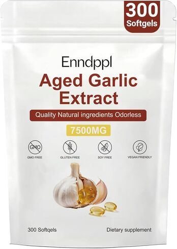 Aged Garlic Extract 7500mg, 300 Odorless Softgels | Antioxidant Supplement for Immune & Heart Support | Non-GMO, Gluten-Free, Vegetarian in Kuwait
