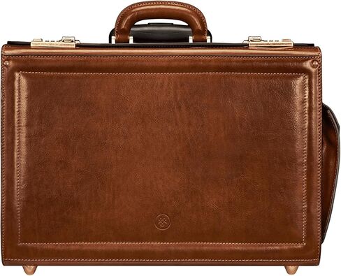 Maxwell Scott - Mens Luxury Leather Rolling Wheeled Pilot Briefcase/Catalog Case and Barrel Lock - The VareseW Dark Brown in Saudi Arabia