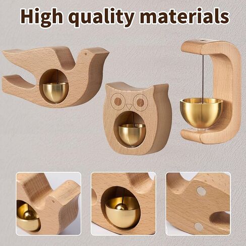 2025 جرس باب مغناطيسي جديد، جرس باب خشبي عتيق مع جرس نحاسي، زخرفة الدوبامين، جرس باب ذاتي اللصق، مناسب للأعمال والهدايا. (كلاسيكي 2 قطعة) in Kuwait