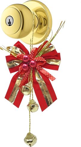 شماعات باب جرس عيد الميلاد - مجموعة من 3 - أقواس احتفالية باللون الأحمر والأخضر والذهبي مع أجراس - زينة عيد الميلاد - ارتفاع 27.94 سم × عرض 12.7 سم in Saudi Arabia