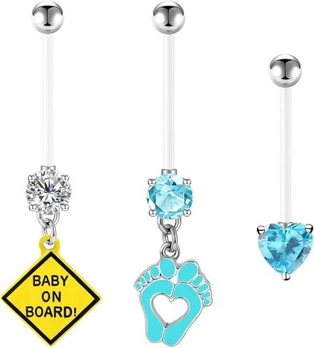 14G Heart Flexible Clear Acrylic Pregnancy Belly Button Ring Letter Personalized Dangle Pregnancy Maternity Belly Rings in Saudi Arabia