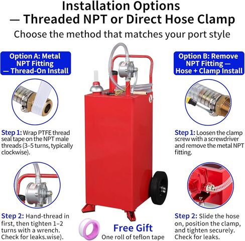 خرطوم توزيع بديل 80-593-NI - خط وقود مقوى بسلك فولاذي PVC بطول 8 أقدام، تركيب ملولب 3/4 بوصة NPT مع مشبك - متوافق مع علبة الغاز، وعلبة الوقود، وعلبة الوقود مع مضخة، وخزان نقل الوقود" in Kuwait