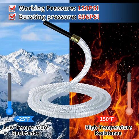 خرطوم توزيع بديل 80-593-NI - خط وقود مقوى بسلك فولاذي PVC بطول 8 أقدام، تركيب ملولب 3/4 بوصة NPT مع مشبك - متوافق مع علبة الغاز، وعلبة الوقود، وعلبة الوقود مع مضخة، وخزان نقل الوقود" in Kuwait