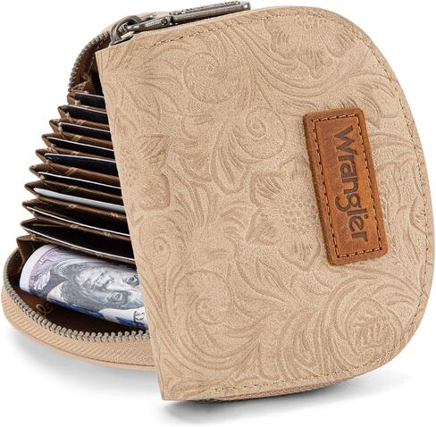 Montana West Wrangler Credit Card Holder for Women Small RFID Blocking Wallet Floral Tooling Coin Purse Coffee in Saudi Arabia