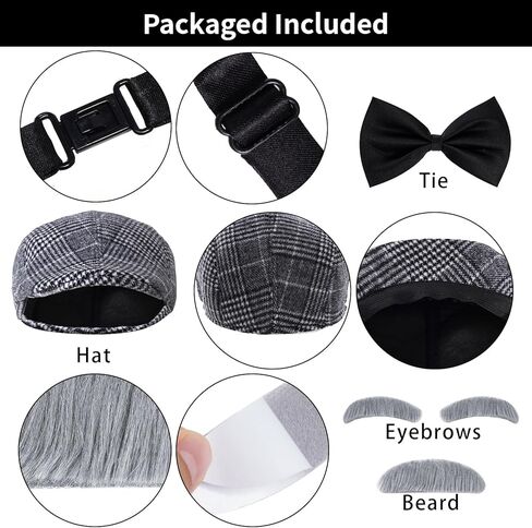7Pcs 100 Days of School Men Costume, 100 Days of School Man Costume for Halloween Grandpa Costume 1920s Old Man Outfit in Saudi Arabia
