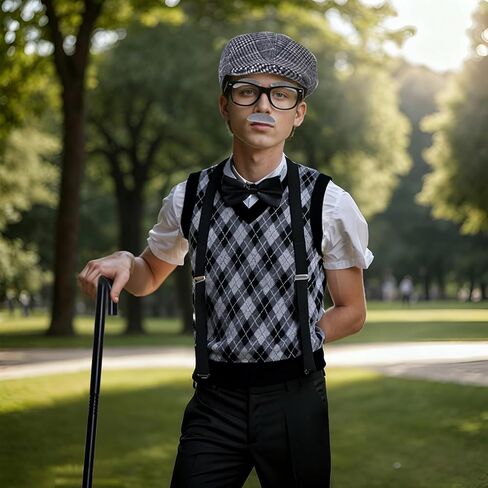 7Pcs 100 Days of School Men Costume, 100 Days of School Man Costume for Halloween Grandpa Costume 1920s Old Man Outfit in Saudi Arabia