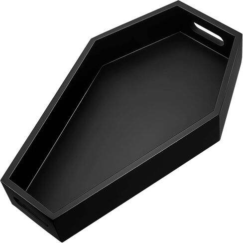 Halloween Coffin Tray, Gothic Coffin Shape Serving Board with Built-in Handles, Black Halloween Spooky Decor, Creepy Wooden Serving Tray for Candy, Snacks, Charcuterie, Jewelry, Makeup in Saudi Arabia