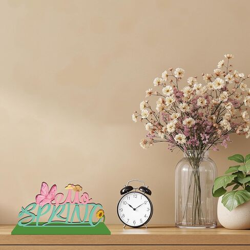 لافتة طاولة خشبية Hello Spring مع قاعدة زنبركية ديكورات سطح الطاولة للمنزل والمكتب ورف رف رف داخلي للعطلات صينية متدرجة هدية ديكور حفلات الربيع in Saudi Arabia