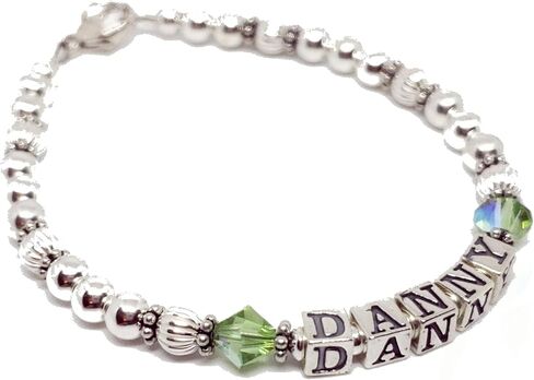 Personalized Sterling Silver Beaded Name Bracelet, Letter Block Beads, Custom Jewelry in Saudi Arabia