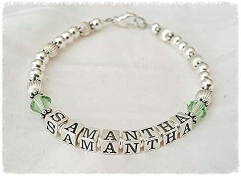 Personalized Sterling Silver Beaded Name Bracelet, Letter Block Beads, Custom Jewelry in Saudi Arabia