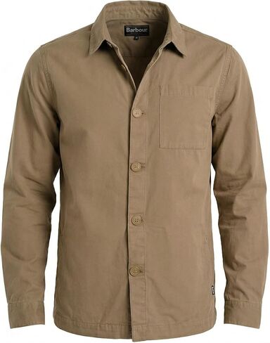 قميص رجالي من القطن المغسول من Barbour، مقاس مخصص، أزرار أمامية، زيتوني سموكي in Saudi Arabia
