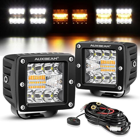 Auxbeam LED Pods 3 Inch 72W Amber Fog Light, 6 Modes Strobe Cube Pod Light Bar Dual Color Yellow Spot Flood Offroad Driving Lights Ditch Lights for Truck Car ATV in Kuwait