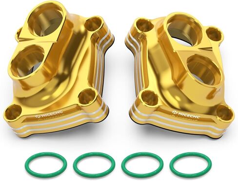 NICECNC Gold Tappet Covers Support Rod Lid Lever Cap Compatible with Harley Breakout FXBR 2018-2019, 2023, Ultra Limited FLHTK 2017-2024, Replacement for 25700410(front),25700411(rear), See Fitment in Saudi Arabia