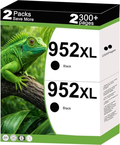 952XL Black Ink Cartridges Replacement for HP 952 XL Compatible for HP952 HP952XL Work For OfficeJet 8702 and Pro 8710 8720 8740 7720 8730 7740 8725 8210 8715 8200 8716 8216 8700 Printers ( 2 PACK ) in Kuwait