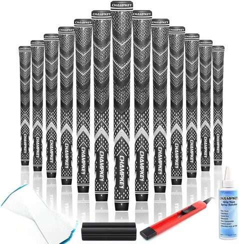 CHAMPKEY Golf Grips 13 Pack | Come with Solvent,15 Tapes,Vise Clamp and Hook Blade | All Weather Control and High Feedback Golf Club Grips in Kuwait