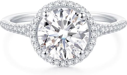 14K White Gold Ring 14K Gold 2 Carat Round Cut Moissanite Engagement Ring 2CT 8mm Round Cut Halo Moissanite Rings for Women in Kuwait