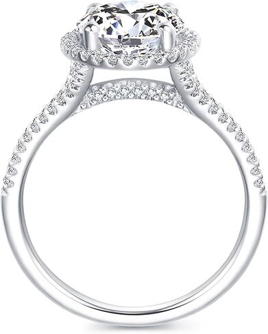 14K White Gold Ring 14K Gold 2 Carat Round Cut Moissanite Engagement Ring 2CT 8mm Round Cut Halo Moissanite Rings for Women in Kuwait