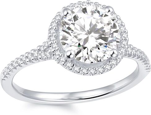 14K White Gold Ring 14K Gold 2 Carat Round Cut Moissanite Engagement Ring 2CT 8mm Round Cut Halo Moissanite Rings for Women in Kuwait