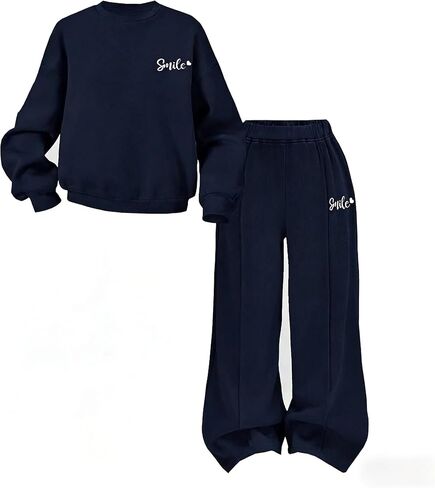 Kids Girls Clothes Tracksuit Set 6-11 Years Sweatshirt & Pants with Heart Print Casual Outfit in Saudi Arabia