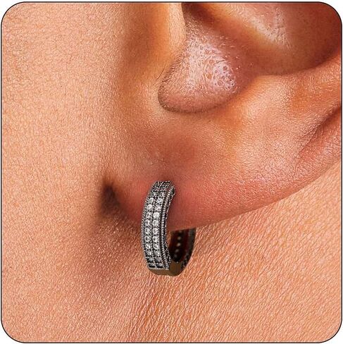 Hoop Earrings for Men | 14K Gold Plated Cartilage Huggie Earrings, Hypoallergenic Lightweight CZ Inlaid for Sensitive Ears in Saudi Arabia