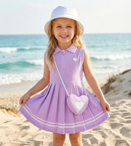 Toddler Girl Sport Dress, Summer Sleeveless Ruffle Kids Beach Sundress and Casual Outfit Pink in Kuwait