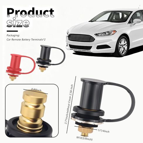 2PCS M10 3/8" Stud Remote Battery Terminals for Car with Cover,Heavy Duty Car Battery Post Voltage/Current 12V/250A,Jumper Batteries Terminal Post for Cars SUVs Trucks in Saudi Arabia