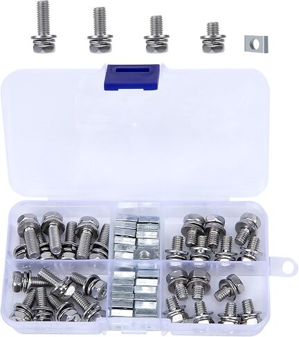 56 Pack Motorcycle Battery Terminal Nuts and Bolt Kit, Small Bolt and Nuts Kit, 304 Stainless Steel Battery Bolts and Nut M6x10/12/16/20mm, Motorcycle Battery Bolts for ATV Bike Scooter in Saudi Arabia