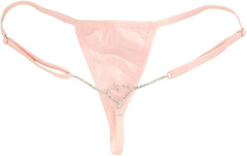 Sexy Heart Rhinestone Thong Panties for Women Pink Stretch Rope Underpants G String Bikini Chain Body Jewelry Rave Nightclub in Saudi Arabia