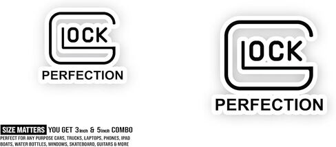 2 (Pieces) 3" and 5" Glock Perfection Logo Sticker, Waterproof Vinyl Decals for Many Purpose Like Cars, Trucks, Laptops, Phones, Windows and More in Saudi Arabia
