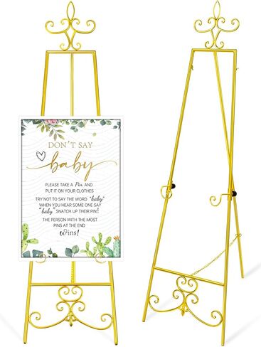 حامل حامل ذهبي مقاس 57 بوصة للعلامة، حامل عرض معدني شديد التحمل مع سلسلة قابلة للتعديل، حامل فني ديكور عتيق للعرض، حامل إطار الصورة للوحة ملصقات لافتة الترحيب بالزفاف in Kuwait