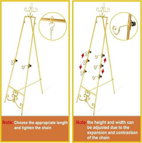 حامل حامل ذهبي مقاس 57 بوصة للعلامة، حامل عرض معدني شديد التحمل مع سلسلة قابلة للتعديل، حامل فني ديكور عتيق للعرض، حامل إطار الصورة للوحة ملصقات لافتة الترحيب بالزفاف in Kuwait