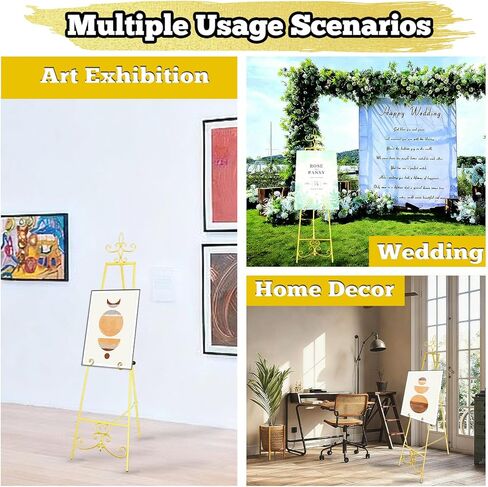 حامل حامل ذهبي مقاس 57 بوصة للعلامة، حامل عرض معدني شديد التحمل مع سلسلة قابلة للتعديل، حامل فني ديكور عتيق للعرض، حامل إطار الصورة للوحة ملصقات لافتة الترحيب بالزفاف in Kuwait