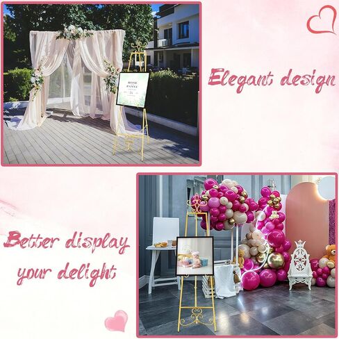 حامل حامل ذهبي مقاس 57 بوصة للعلامة، حامل عرض معدني شديد التحمل مع سلسلة قابلة للتعديل، حامل فني ديكور عتيق للعرض، حامل إطار الصورة للوحة ملصقات لافتة الترحيب بالزفاف in Kuwait