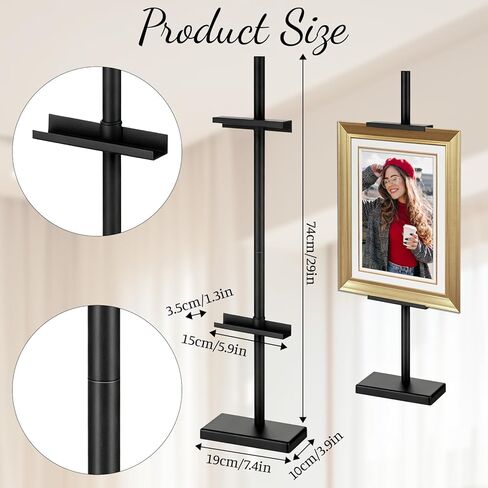 Adjustable Tabletop Stand for Frames, Stand Table Easels for Display Up to 28" H, Metal Picture Frame Holder Stands for Photo Picture Frame Artwork(Black) in Saudi Arabia