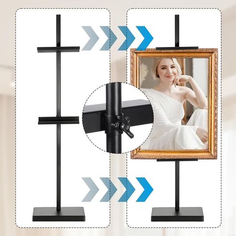 Adjustable Tabletop Stand for Frames, Stand Table Easels for Display Up to 28" H, Metal Picture Frame Holder Stands for Photo Picture Frame Artwork(Black) in Saudi Arabia
