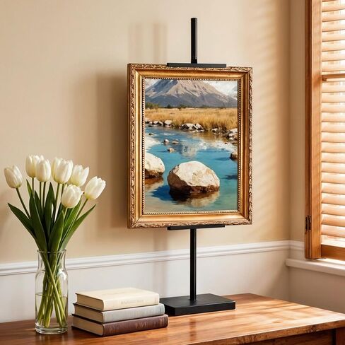Adjustable Tabletop Stand for Frames, Stand Table Easels for Display Up to 28" H, Metal Picture Frame Holder Stands for Photo Picture Frame Artwork(Black) in Saudi Arabia