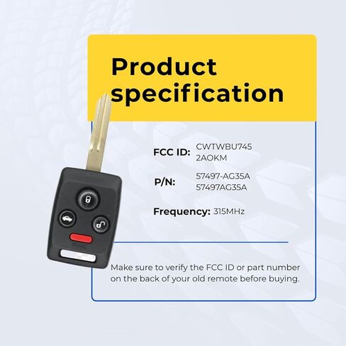 Replacement Keyless Remote Head Key Fob for Subaru Legacy 2006-2008 FCC CWTWBU745 2AOKM-SB2 Part Number 57497-AG35A 57497AG35A in Saudi Arabia