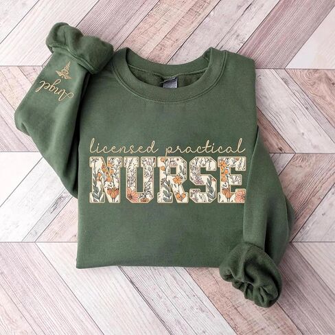 Custom Licensed Practical Nurse Sweatshirt with Name on Sleeve, New Nurse Gift, Personalized CNA, RN, LPN Sweatshirt or Hoodie, Gift for Healthcare Workers, Medical Staff Shirt, Medical Staff Outfit in Saudi Arabia